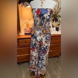 Floral Strapless wide leg Jumpsuit